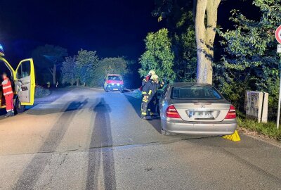 Verkehrsunfall in Zschorlau: 25-Jähriger nach Kollision mit Baum schwer verletzt - In Zschorlau kollidierte ein 25-Jähriger mit einem Baum. Foto: Daniel Unger