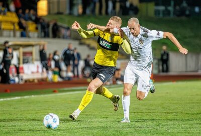 VFC Plauen: Als Tabellenletzter die Zuschauerzahl verdoppelt - Auch wenn es wehtut: Der Plauener Johann Martynets (links) will es am Sonntag wieder wissen. Foto: Oliver Orgs / Pressebüro Repert