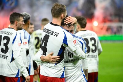 Weiter Krisenmodus: HSV gegen Schalke nur 2:2 - Hamburgs Sebastian Schonlau nimmt Marco Richter nach dessen Treffer zum 1:0 in den Arm.