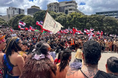 Zehntausende bei Maori-Protesten in Neuseeland - Der Gesetzesentwurf legt das Gründungsdokument Neuseelands - den Vertrag von Waitangi - neu aus.